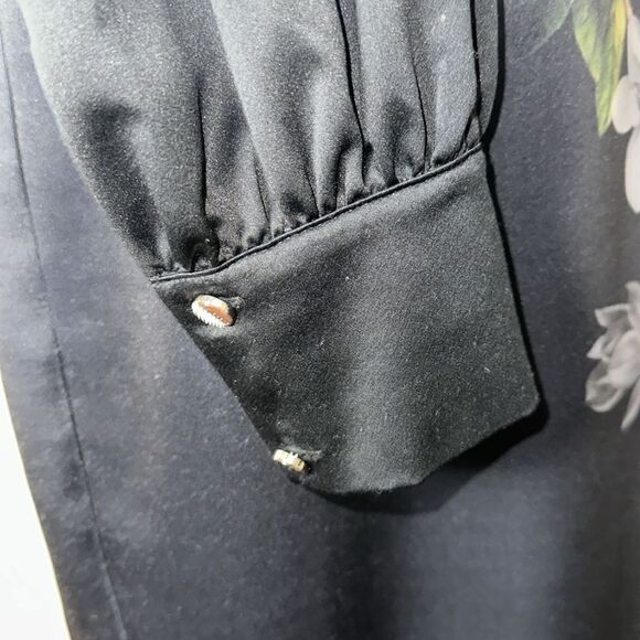 Ted Baker 5/14 Opal Alithea Black Floral V Neck Long Sleeve Bodycon Midi Dress - Picture 8 of 13